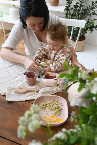 Beaba Komplet naczyń z silikonu z przyssawką Cotton candy (stary indeks: 913429)