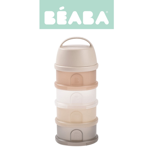 BEABA Pojemniki na mleko w proszku 4 komory przeźroczyste clay