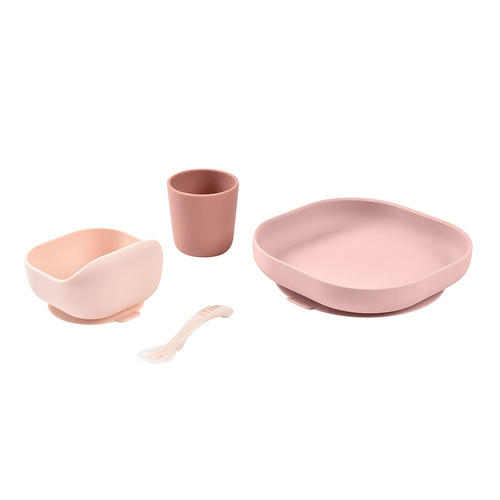 Beaba Komplet naczyń z silikonu z przyssawką Cotton candy (stary indeks: 913429)