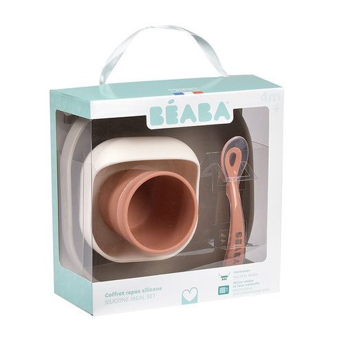 Beaba Komplet naczyń z silikonu z przyssawką Terracotta (stary indeks: 913591)