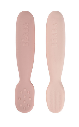 Beaba Zestaw 2 silikonowych pierwszych łyżeczek-gryzaków Cotton candy/sorbet