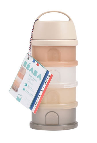BEABA Pojemniki na mleko w proszku 4 komory przeźroczyste clay