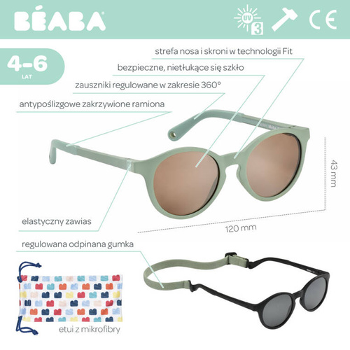 Beaba Okulary przeciwsłoneczne dla dzieci 4-6 lat Sunrise - Sage green