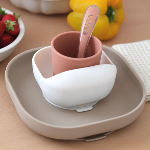 Beaba Komplet naczyń z silikonu z przyssawką Terracotta (stary indeks: 913591)