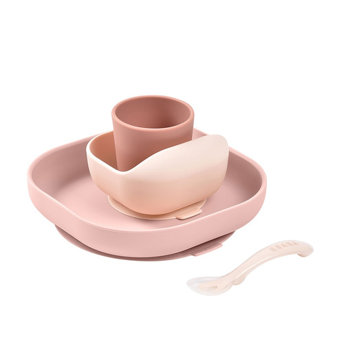 Beaba Komplet naczyń z silikonu z przyssawką Cotton candy (stary indeks: 913429)