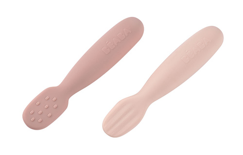 Beaba Zestaw 2 silikonowych pierwszych łyżeczek-gryzaków Cotton candy/sorbet
