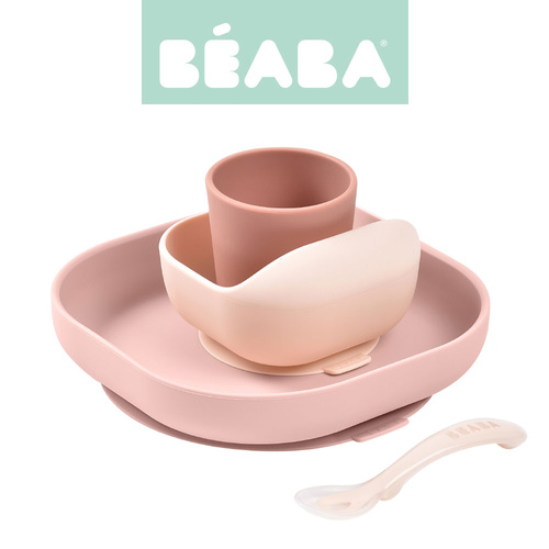 Beaba Komplet naczyń z silikonu z przyssawką Cotton candy (stary indeks: 913429)