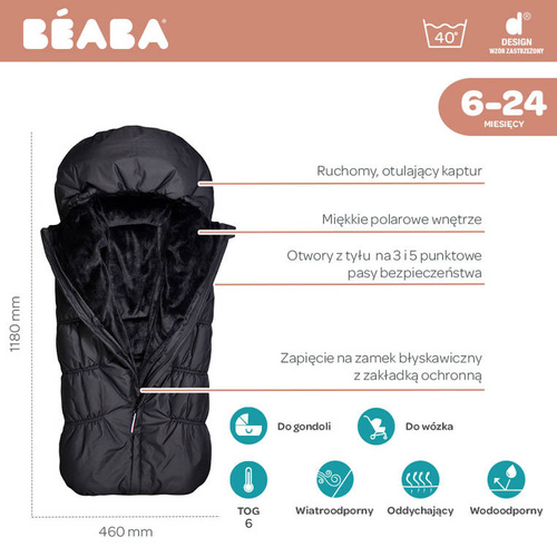 Beaba Śpiwór zimowy do wózka 6-24m Black