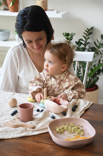 Beaba Komplet naczyń z silikonu z przyssawką Cotton candy (stary indeks: 913429)
