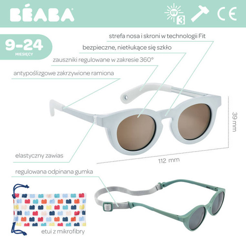 Beaba Okulary przeciwsłoneczne dla dzieci 9-24 miesięcy Delight - Cloud blue