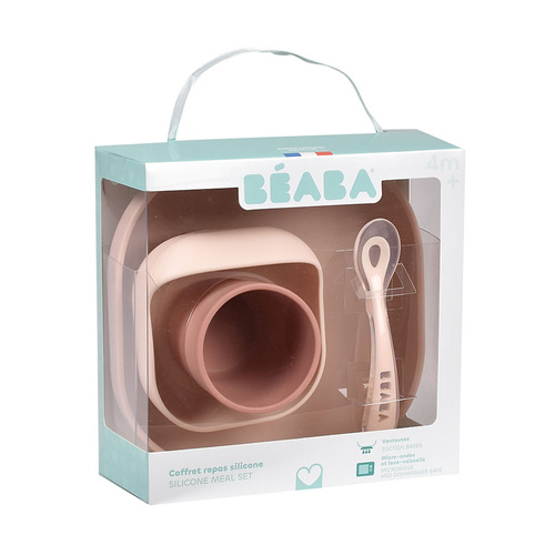 Beaba Komplet naczyń z silikonu z przyssawką Cotton candy (stary indeks: 913429)