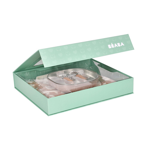 Beaba Zestaw prezentowy First Meals 3w1 (talerzyk + zestaw sztućców + śliniak) Savannah bloom