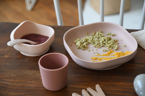 Beaba Komplet naczyń z silikonu z przyssawką Cotton candy (stary indeks: 913429)