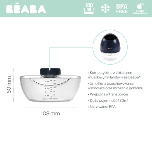 Beaba Pojemnik na mleko do laktatora muszlowego Hands-Free 180 ml 