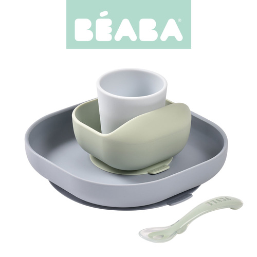 Beaba Komplet naczyń z silikonu z przyssawką Pebble (stary indeks: 913472)