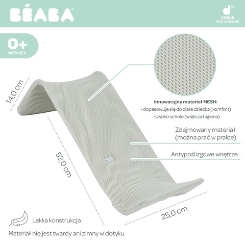 Beaba Leżaczek – wkładka do kąpieli dla niemowląt Velvet grey