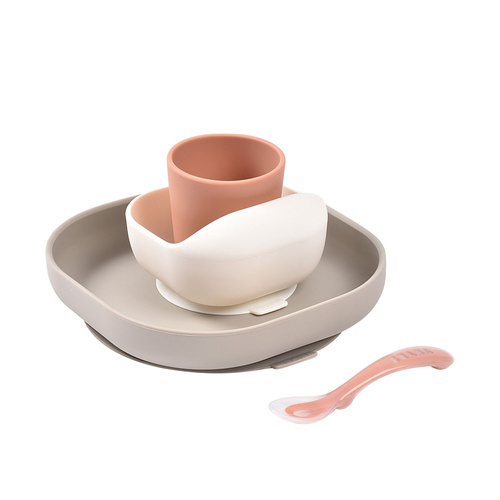 Beaba Komplet naczyń z silikonu z przyssawką Terracotta (stary indeks: 913591)