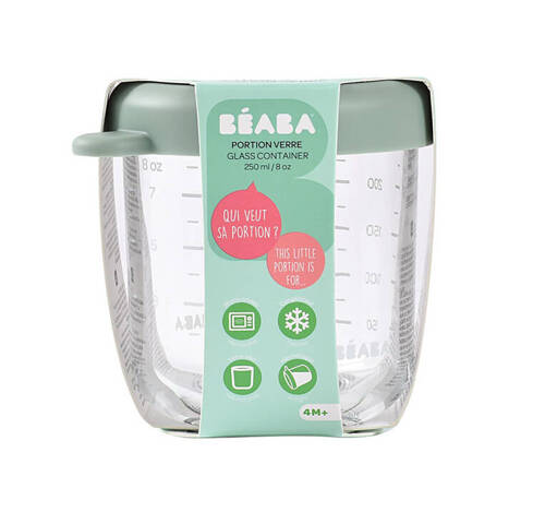 BEABA Pojemnik słoiczkek szklany z zamknięciem 250 ml Sage green