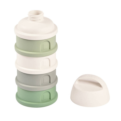 BEABA Pojemniki na mleko w proszku 4 komory cotton white/sage green (opakowanie zbiorcze 6 szt.)