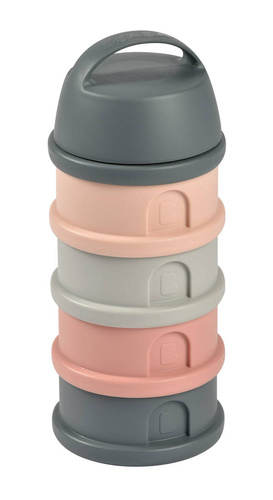 BEABA Pojemniki na mleko w proszku 4 komory mineral grey/pink (opakowanie zbiorcze 6 szt.)
