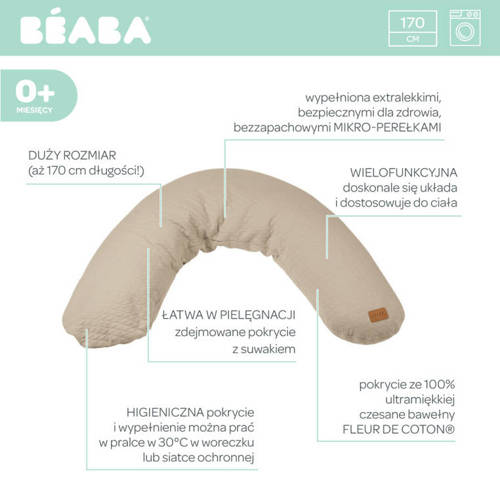 Beaba Ergonomiczna poduszka rogal dla kobiet w ciąży i karmiących Big Flopsy ™ Fleur de coton Linen