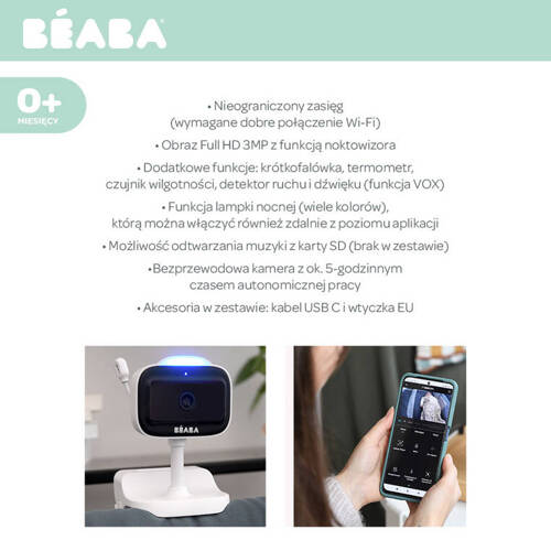 Beaba Niania elektroniczna video ZEN Nomad White