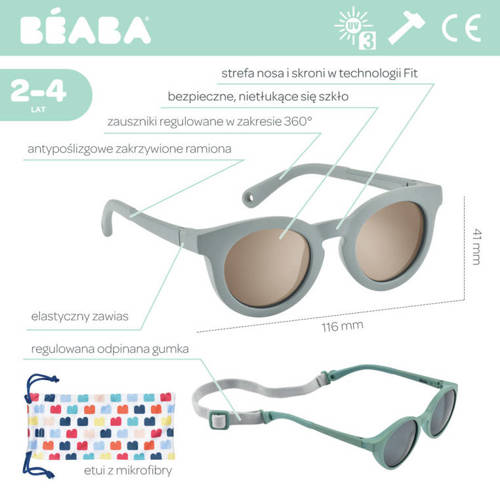 Beaba Okulary przeciwsłoneczne dla dzieci 2-4 lata Happy - Baltic blue