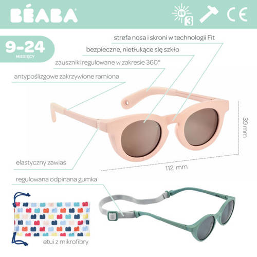 Beaba Okulary przeciwsłoneczne dla dzieci 9-24 miesięcy Delight - Blush
