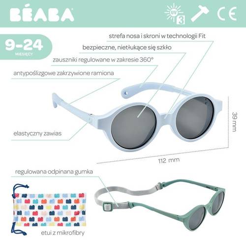 Beaba Okulary przeciwsłoneczne dla dzieci 9-24 miesięcy Joy - Pearl blue