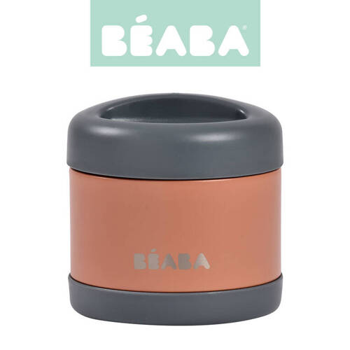 Beaba Pojemnik - termos obiadowy ze stali nierdzewnej z hermetycznym zamknięciem duży 500 ml Mineral grey/Terracotta