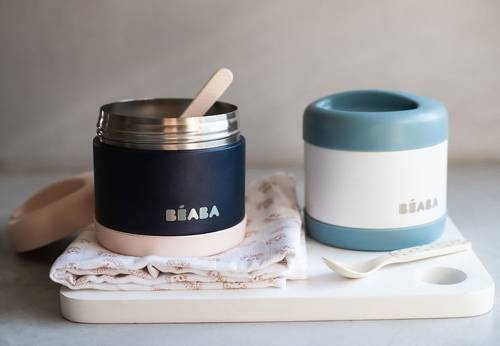 Beaba Pojemnik - termos obiadowy ze stali nierdzewnej z hermetycznym zamknięciem duży 500 ml baltic blue/white
