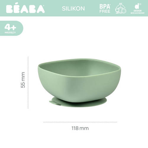 Beaba Silikonowa miseczka z przyssawką sage green
