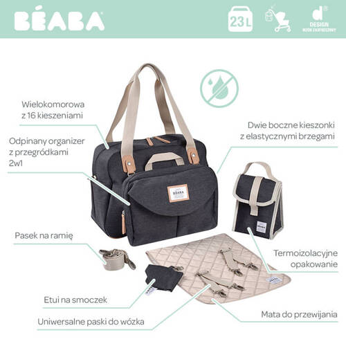 Beaba Torba dla mamy Geneva II Dark heather grey